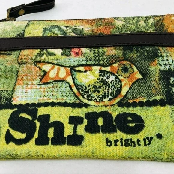 Demdaco Kelly Rae Roberts Clutch Wristlet Shine Brightly Small Zipper Handle Art - Picture 4 of 12